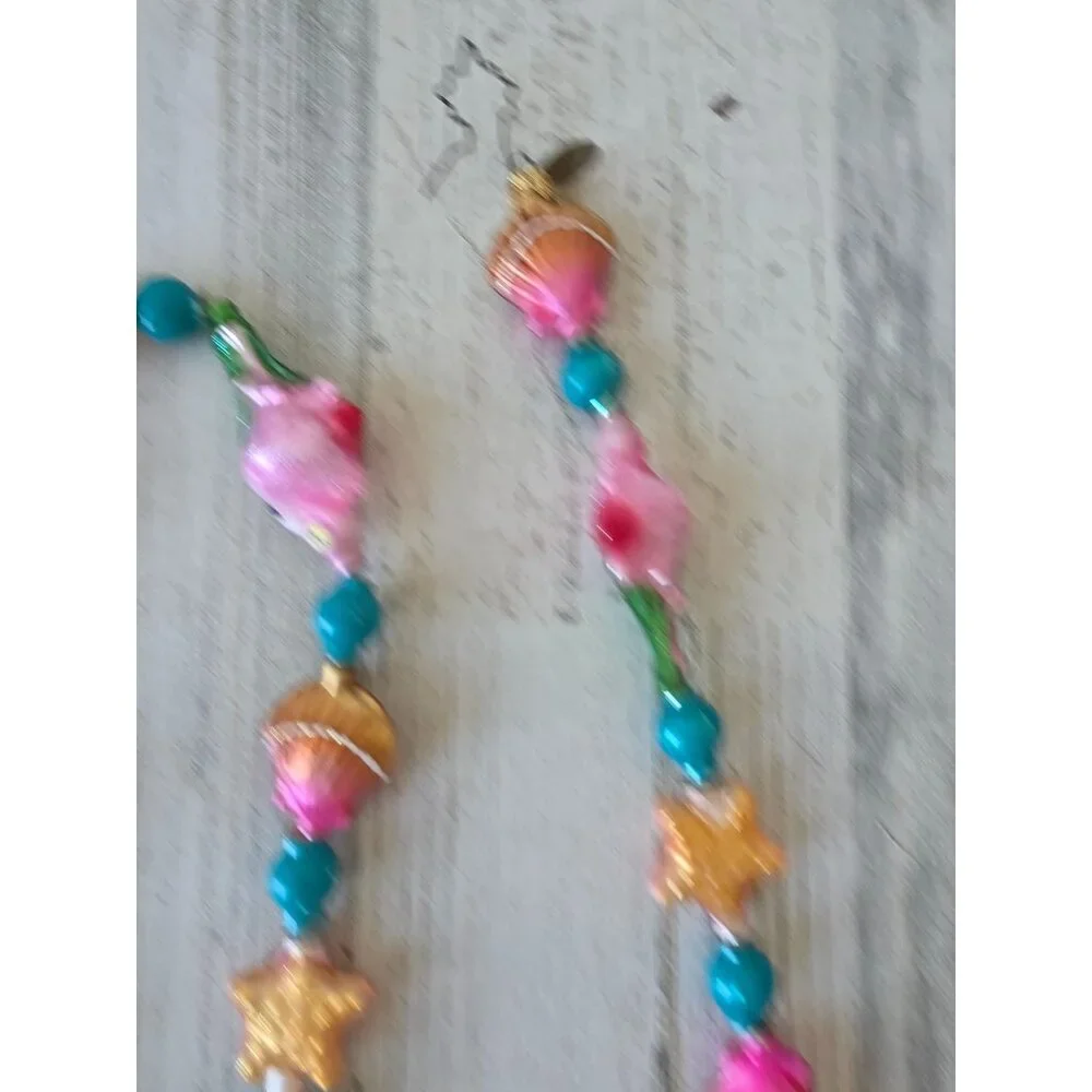 Vintage radko flamingo‎ keys shell Garland glitter pink tropical Xmas tree
